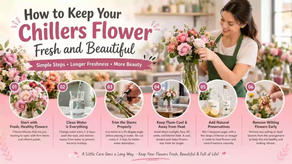 Flowerchiller.ae Display Floral Coolers showcasing fresh colorful flowers in UAE flower shop