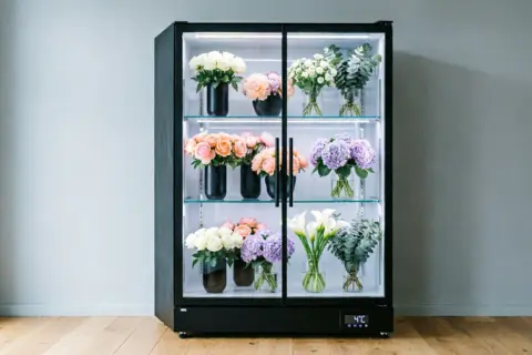 Modern double door flower chiller with LED lighting for florists in the UAE