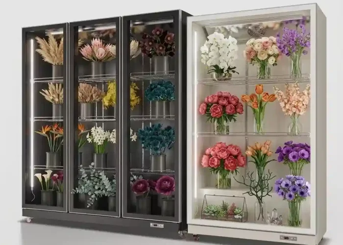 Triple door flower cooler display refrigerator for florists in UAE
